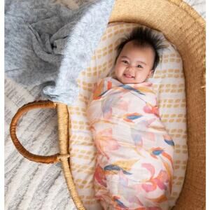 Aden + Anais Marine Gardens Bamboo Viscose Muslin Swaddle Blanket Floral